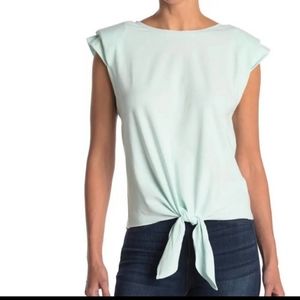 Laundry by Shelli Segal Shoulder Pad Tie Front T-Shirt -Mint XL